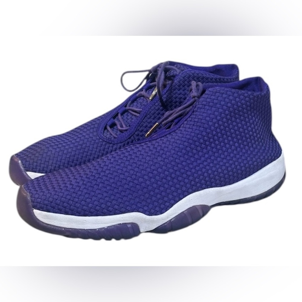 Jordan Men's Woven Purple High-Top Athletic Shoes with White Midsole